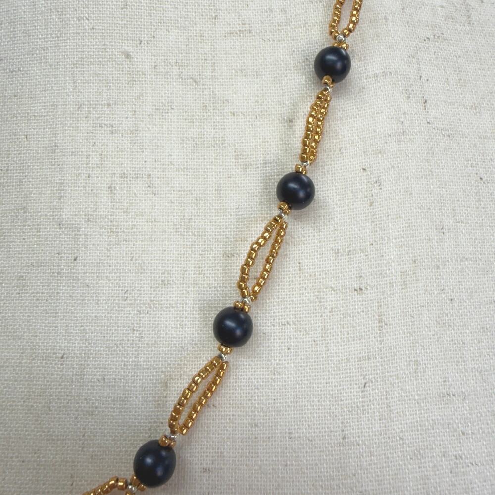 BLACK onyx and‎ seed bead chain. 24” - Picture 3 of 4